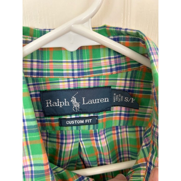 Ralph Lauren Green & Orange Plaid Custom Fit  Buttonup Size S e2 - Picture 3 of 3